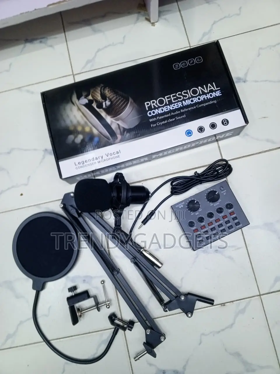 Legendary Vocal Studio Condenser Mic Kit With V8 Sound Card