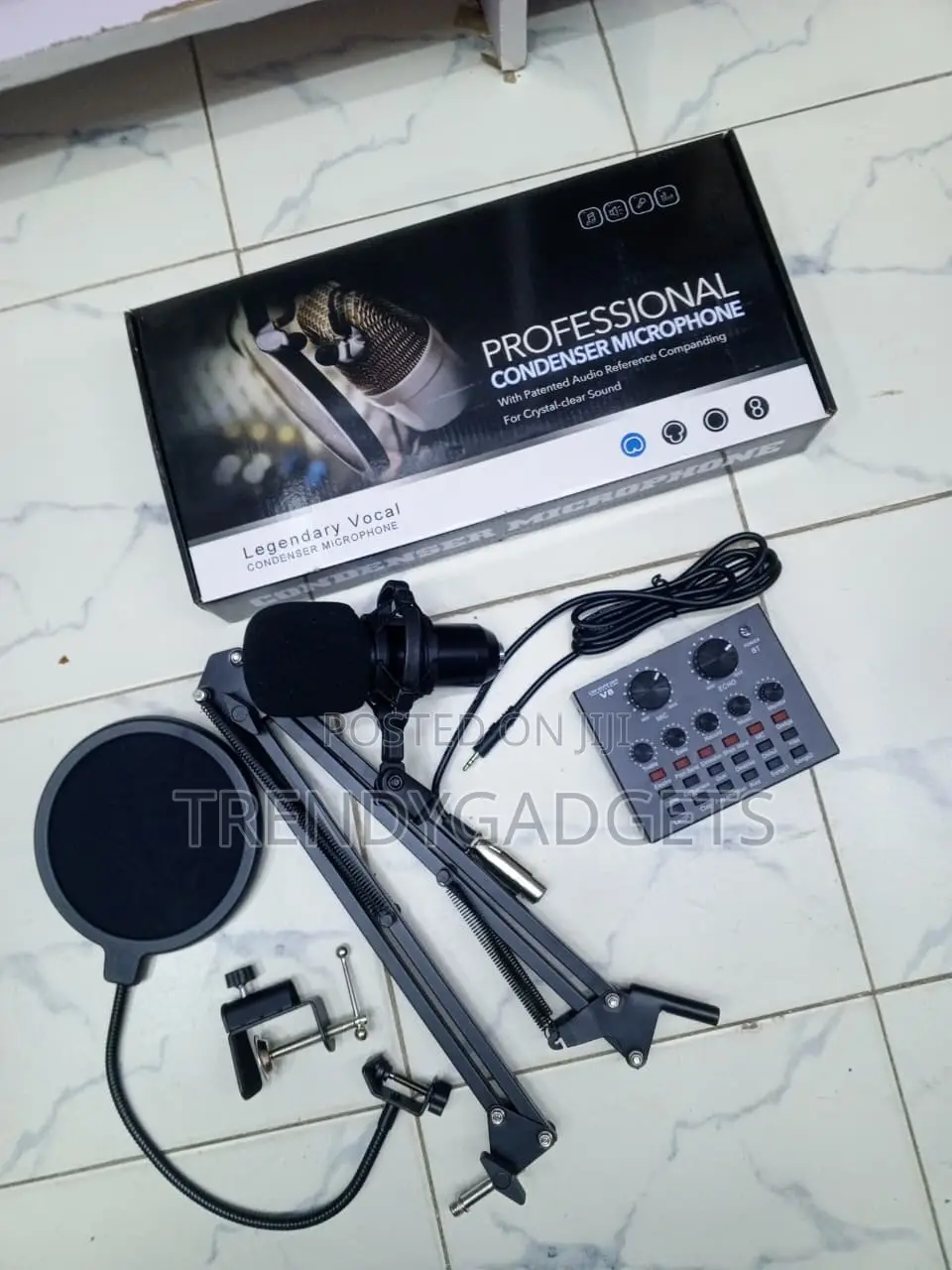 Professional Vocal Condenser Mic Set With Boom Arm & Pop Filter