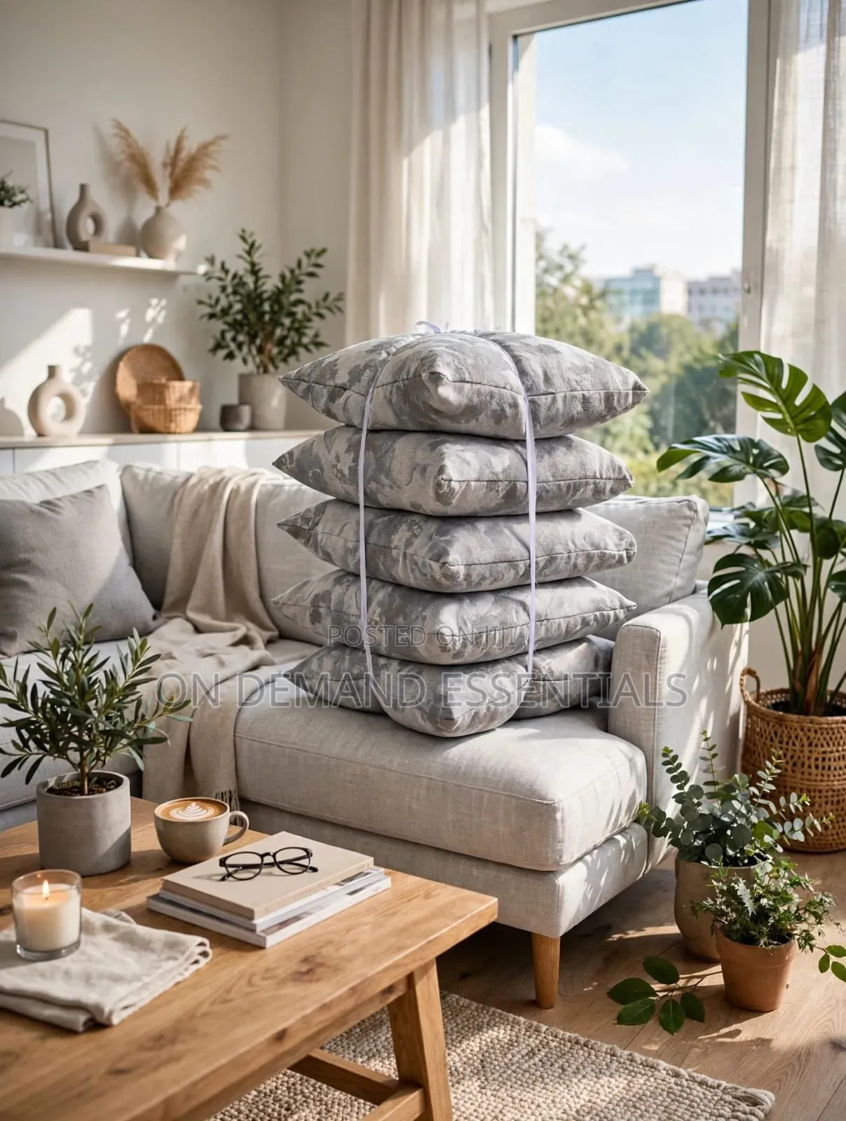 Throw Pillows With Quality Fibre With Zipper Set of 5pcs