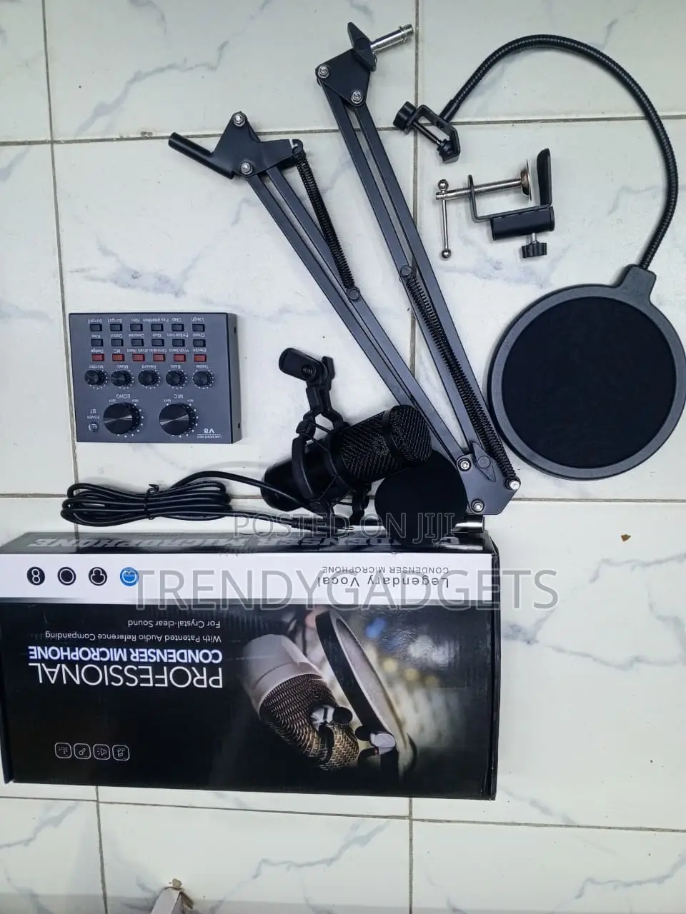 Professional Vocal Condenser Mic Set With Boom Arm & Pop Filter