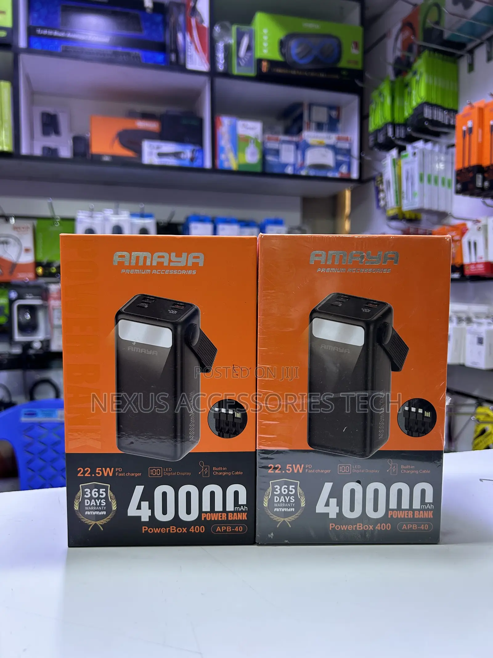 Amaya 40000mAh Power Bank 22.5W Fast Charging With Built-in Cables