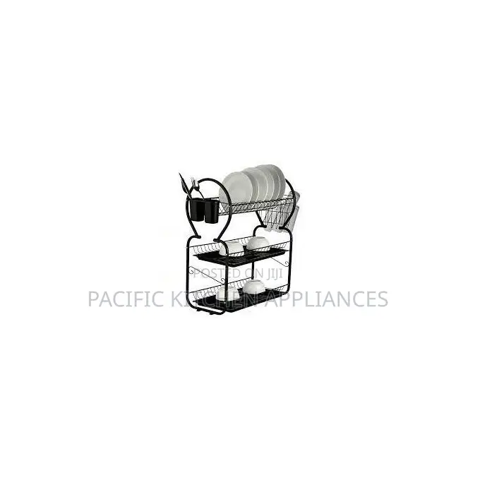 22 Inch 3 Tier Stainless Steel Dishrack With 2 Drainers Trays
