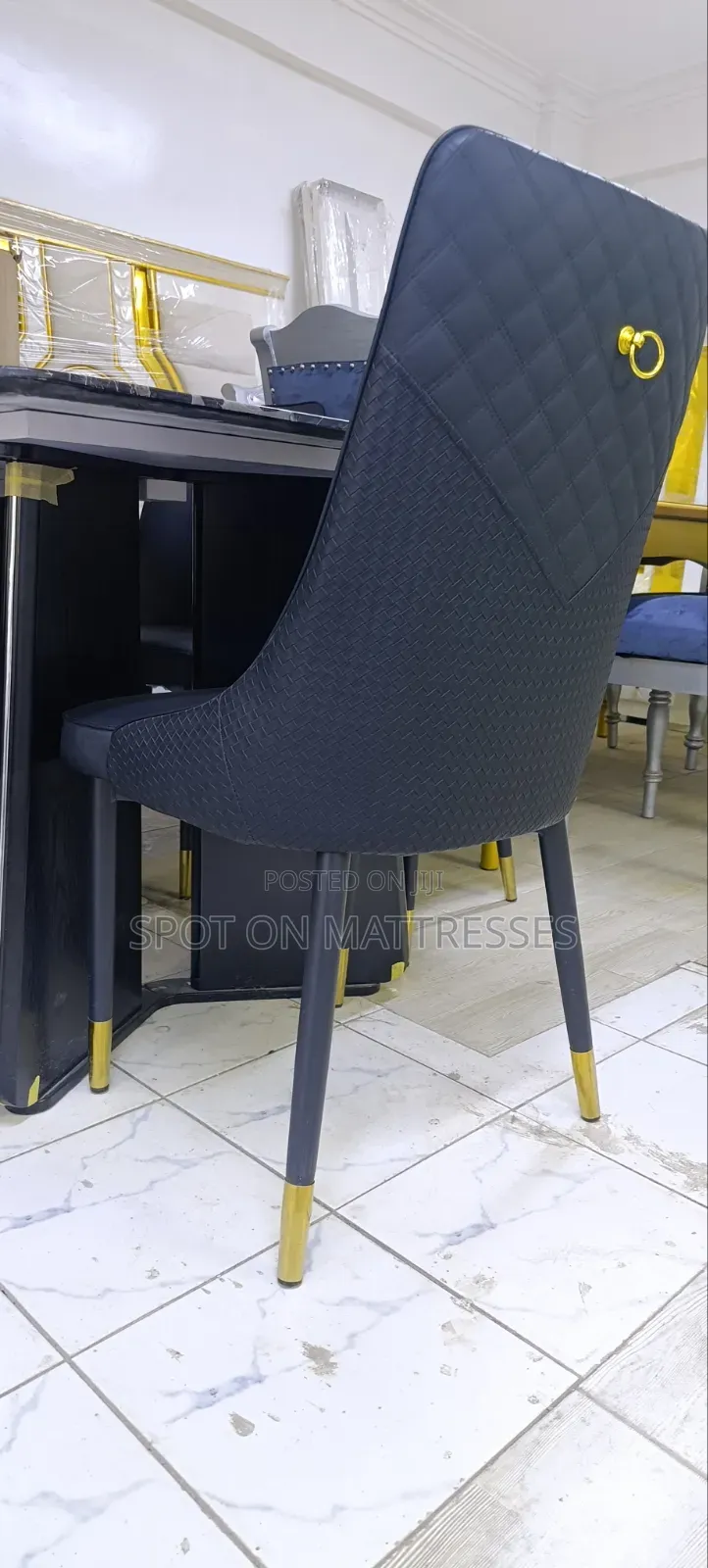 Dining Set With Marble Top Table + 6 Leather Seats. Free Delivery!