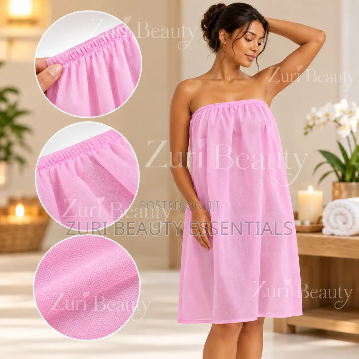 10pc Disposable Non-Woven Spa Gown (Pink)