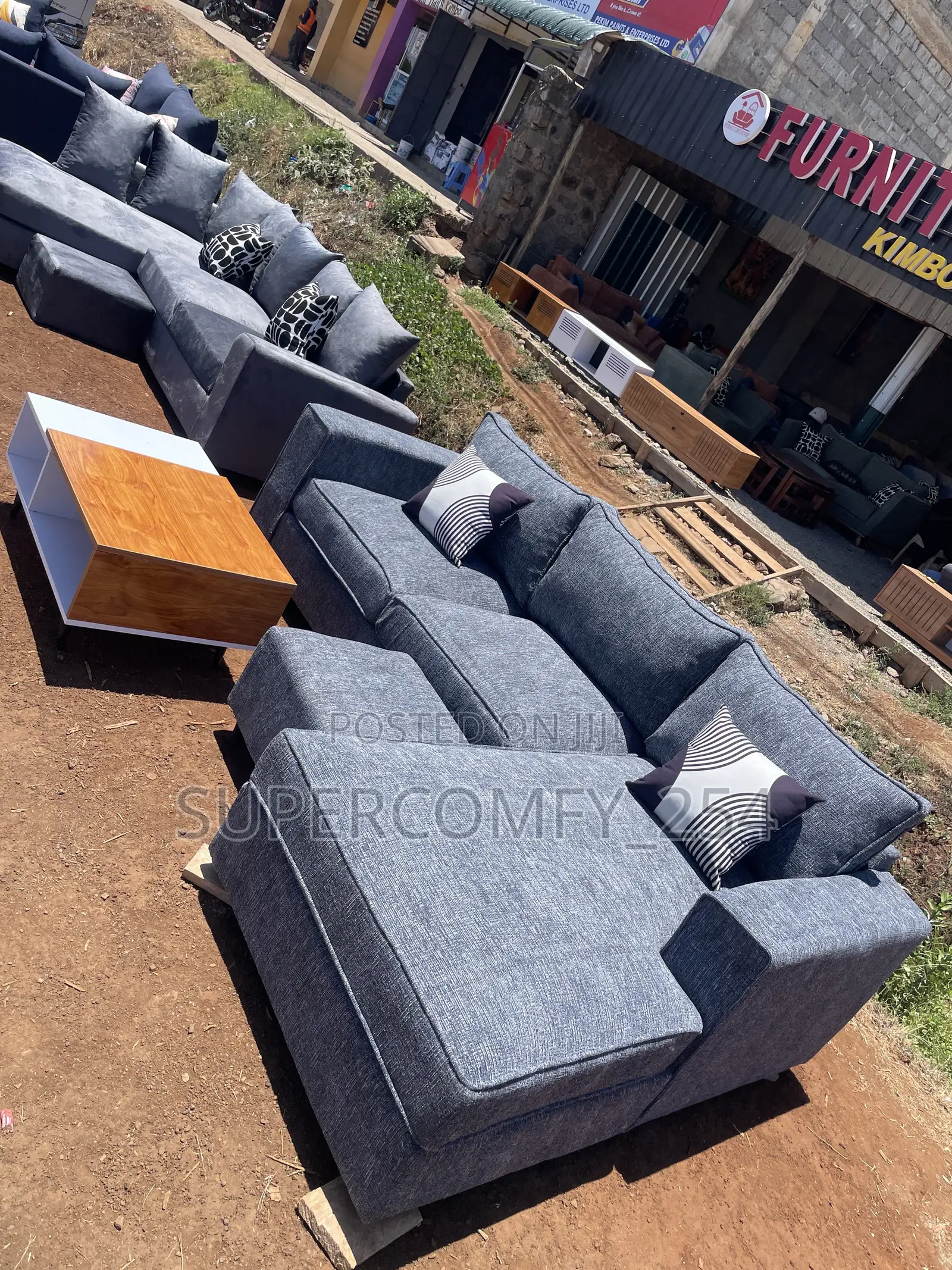 A Dark Grey Fancy L Shape Sofa