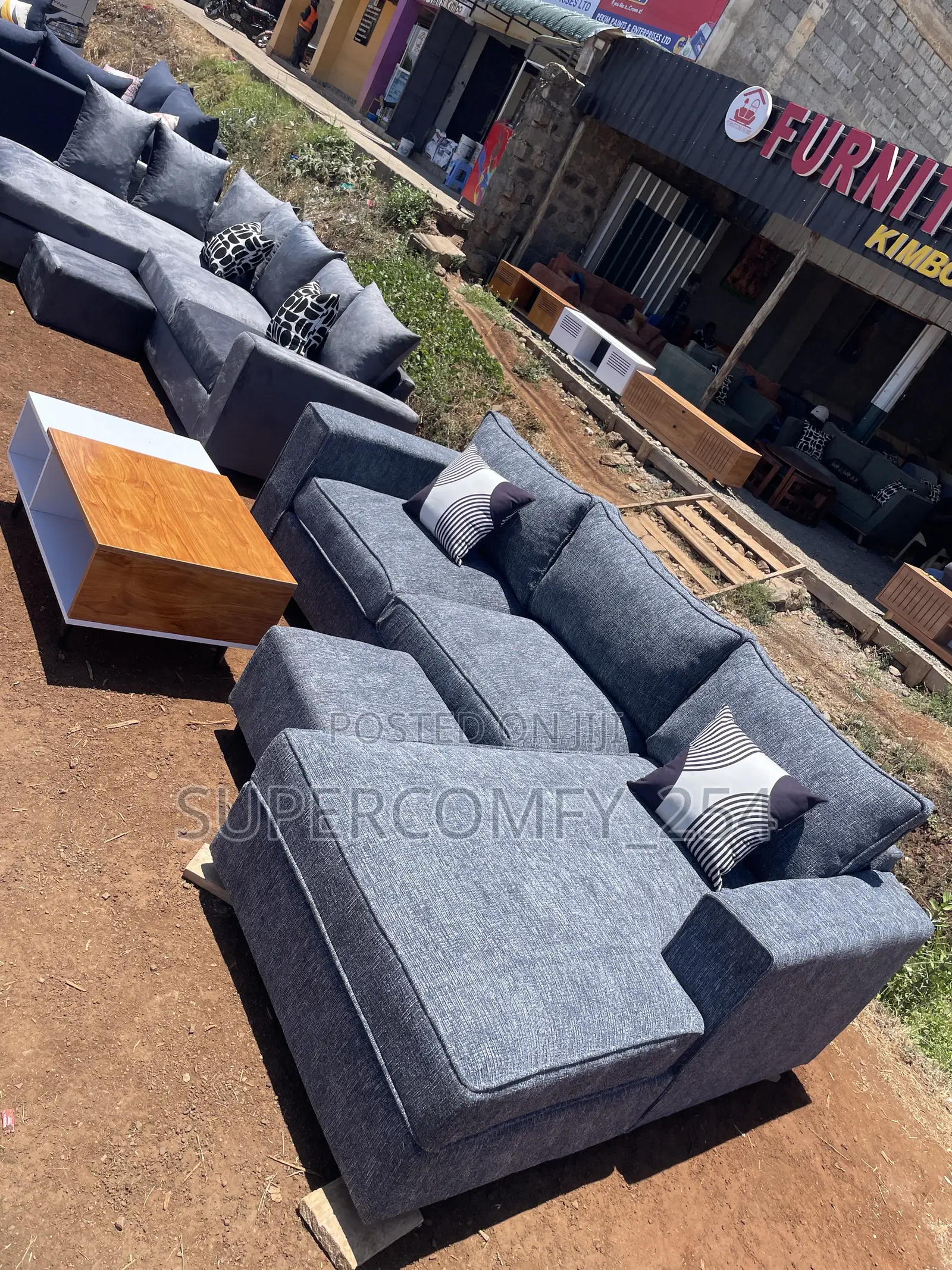 A Dark Grey Fancy L Shape Sofa