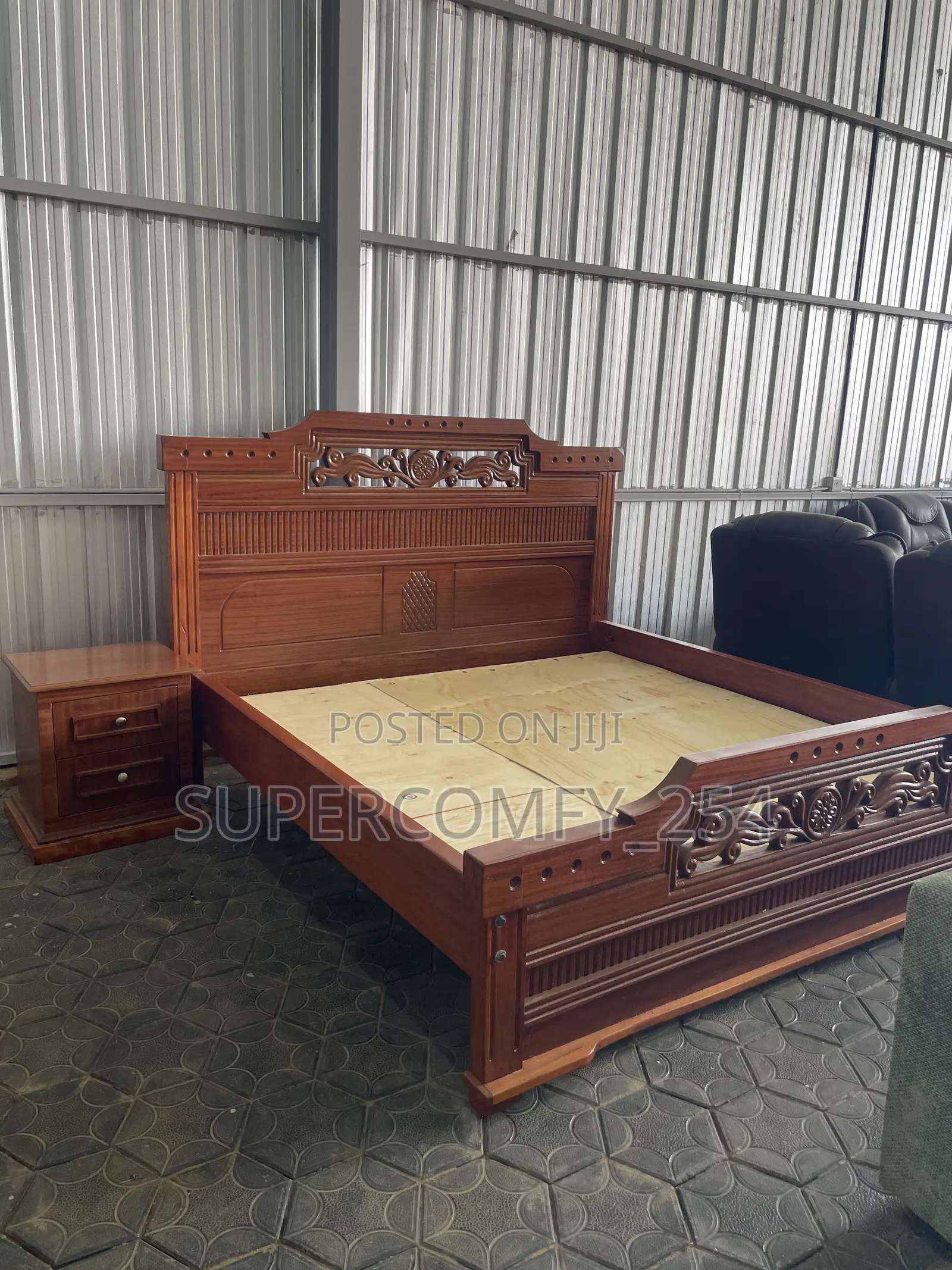 A Mahogany King Bed & Drawer