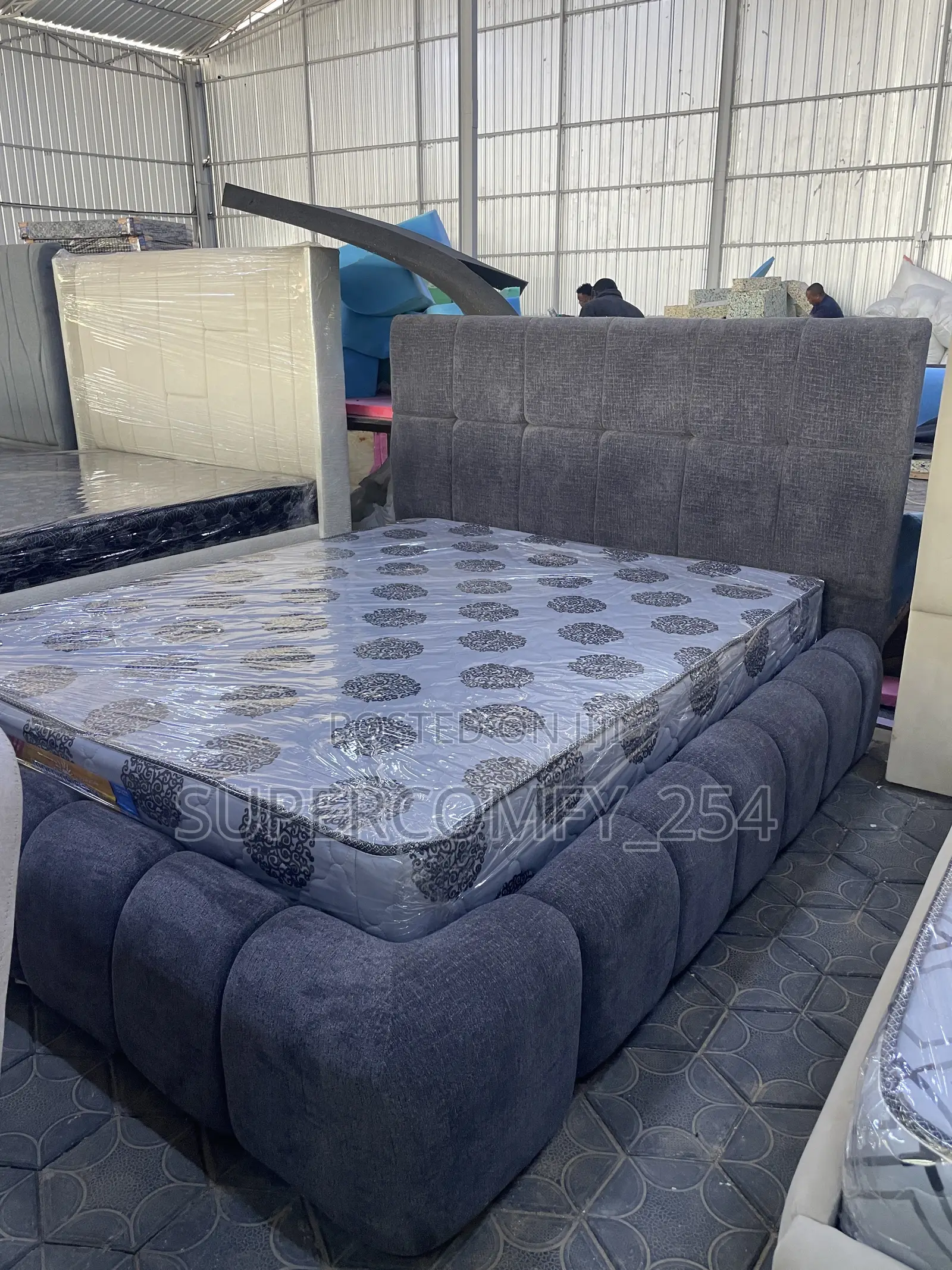A Dark Grey Bubble Bed & Matress