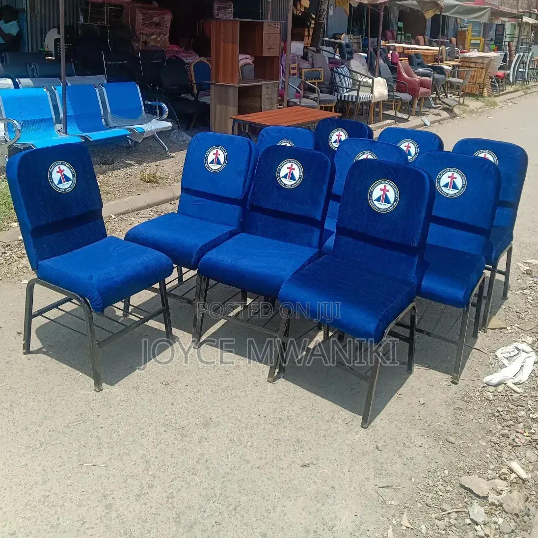 Branded Church Chairs in Deep Royal Blue 