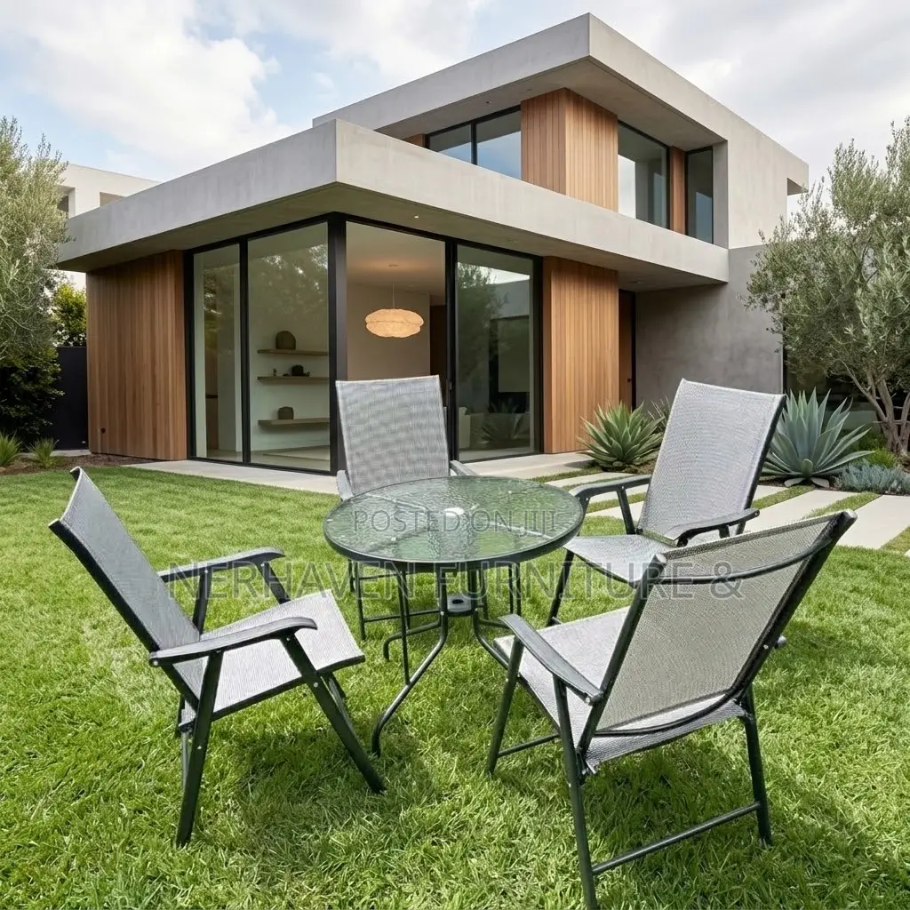 Outdoor Foldable 4 Seater Dining Set – Modern Outdoor Dining