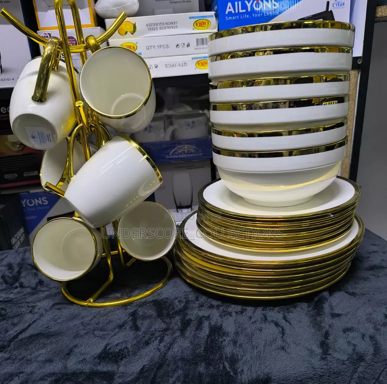 24pcs Ceramic White Gold Dinner Set*