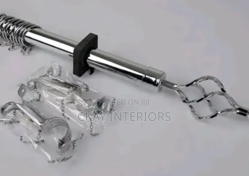 2m Single Silver and Gold Adjustable Curtain Rods