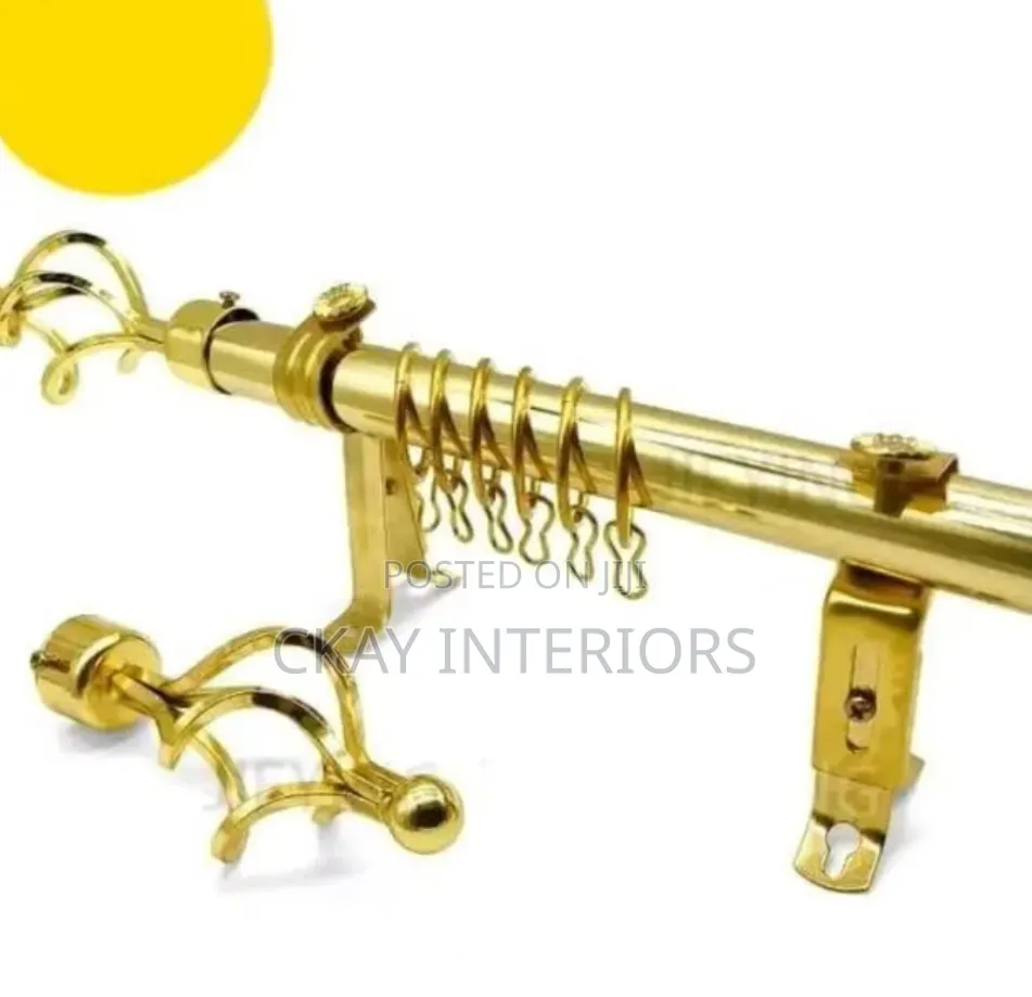 2m Single Silver and Gold Adjustable Curtain Rods