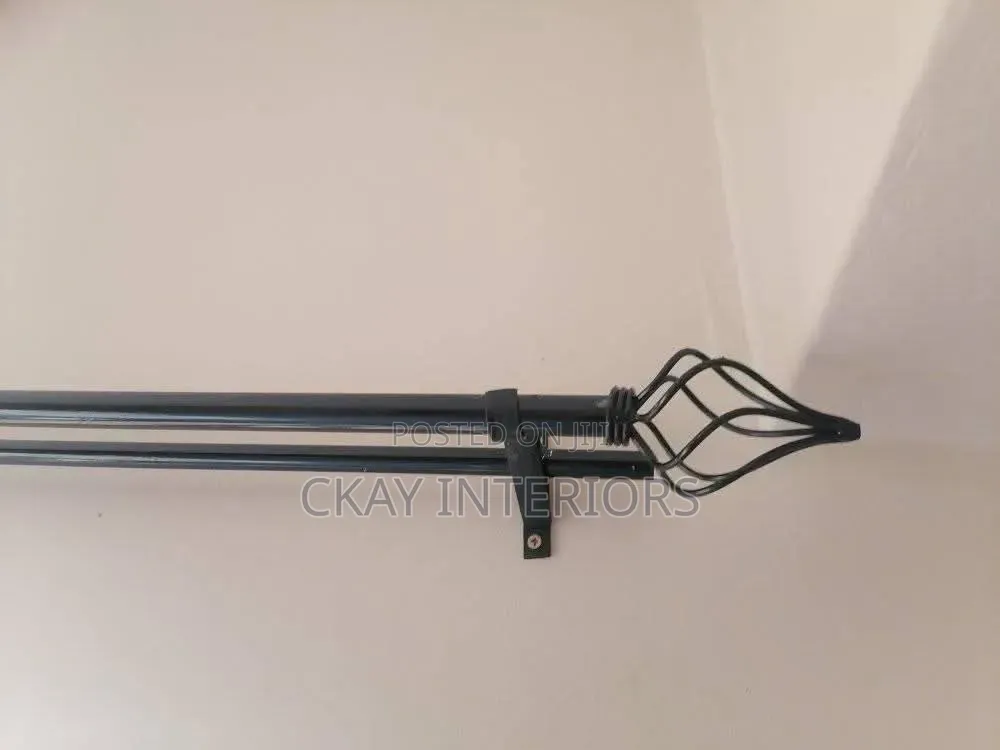 Black 2m Double Cheap Adjustable Curtain Rods