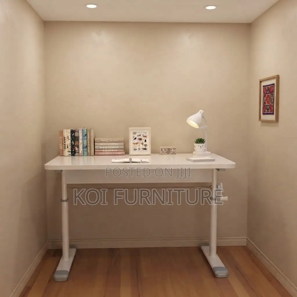 Office Desk; 1200mm White Manual Standing Height Adjustable Desk