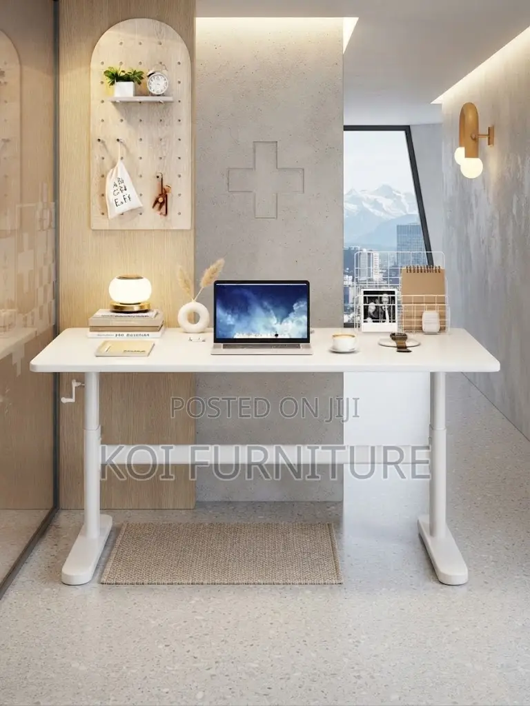 Office Desk; 1200mm White Manual Standing Height Adjustable Desk