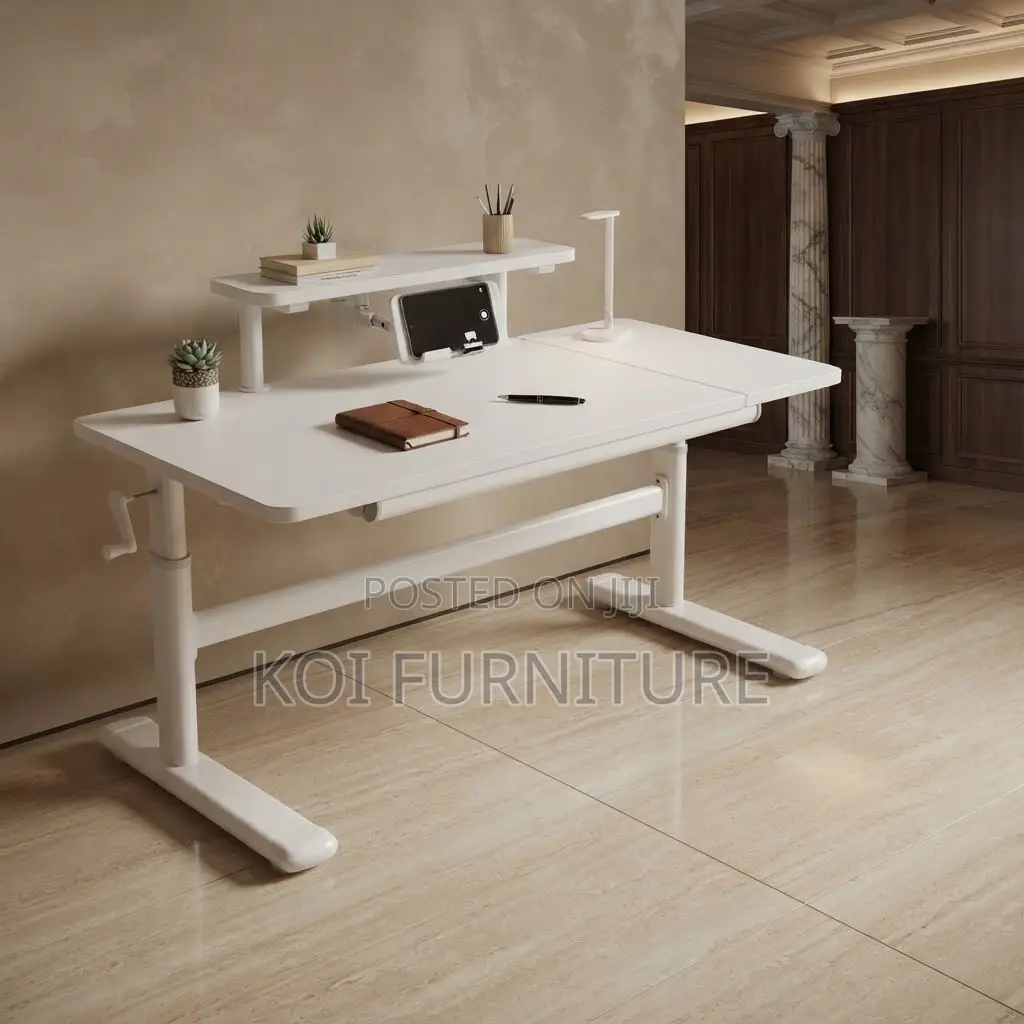 Office Desk; 1200mm White Manual Standing Height Adjustable Desk