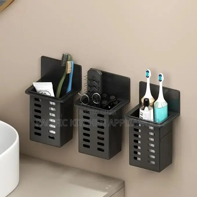 1 PCS Black Toothpaste Holder and Toothbrush Holder Wall-Mounted
