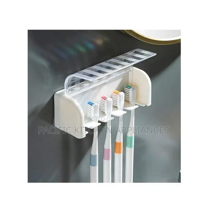 5 Slots Wall Mount Toothbrush Holder With Cover,