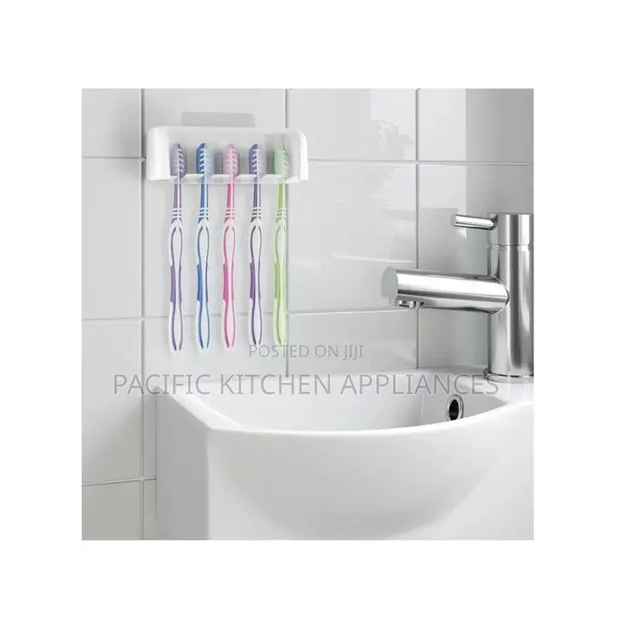 5 Slots Wall Mount Toothbrush Holder With Cover,