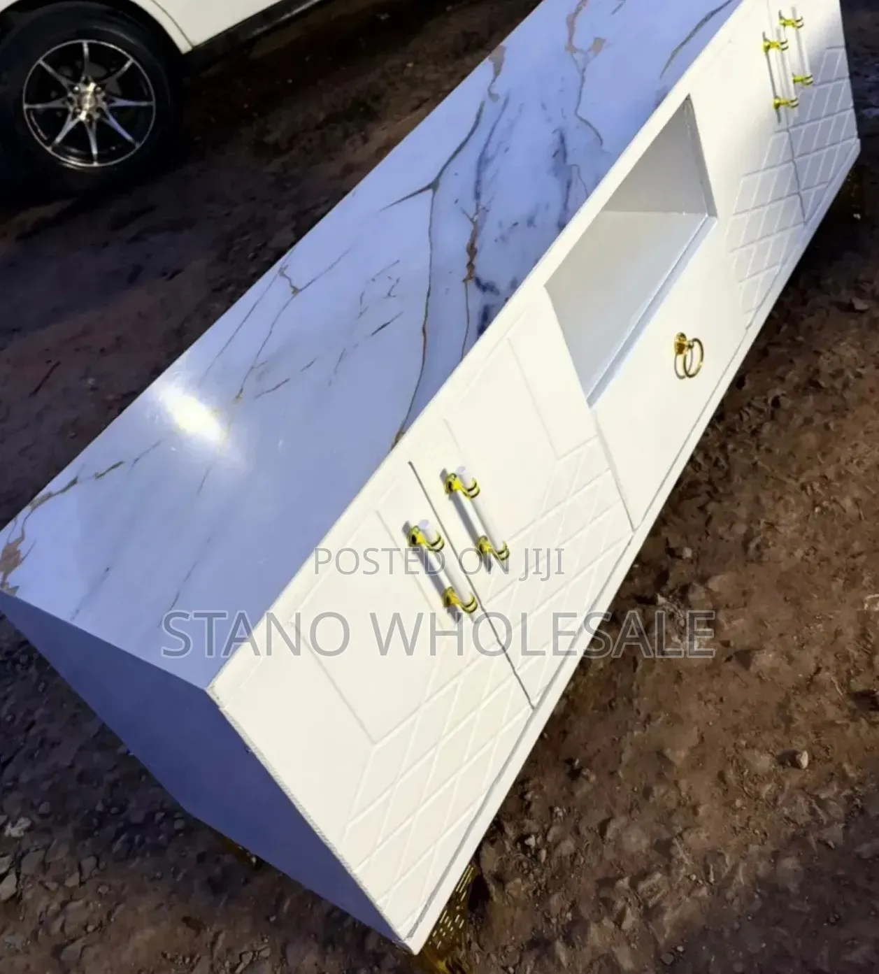 White 6ft TV Stand New