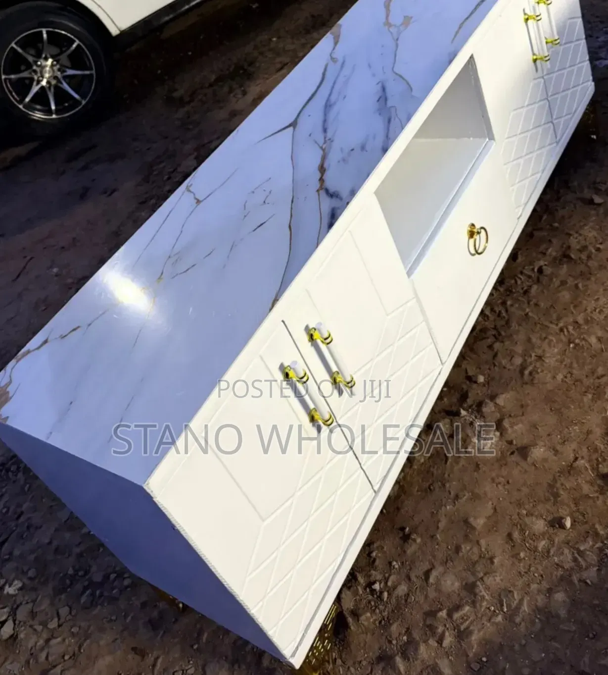 White 6ft TV Stand New