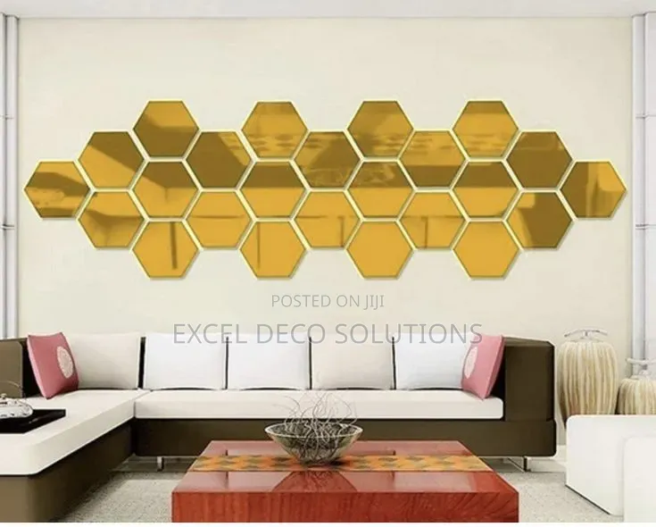 Hexagon Wall Mirrors 12 PCS Self Adhesive Decorative Set