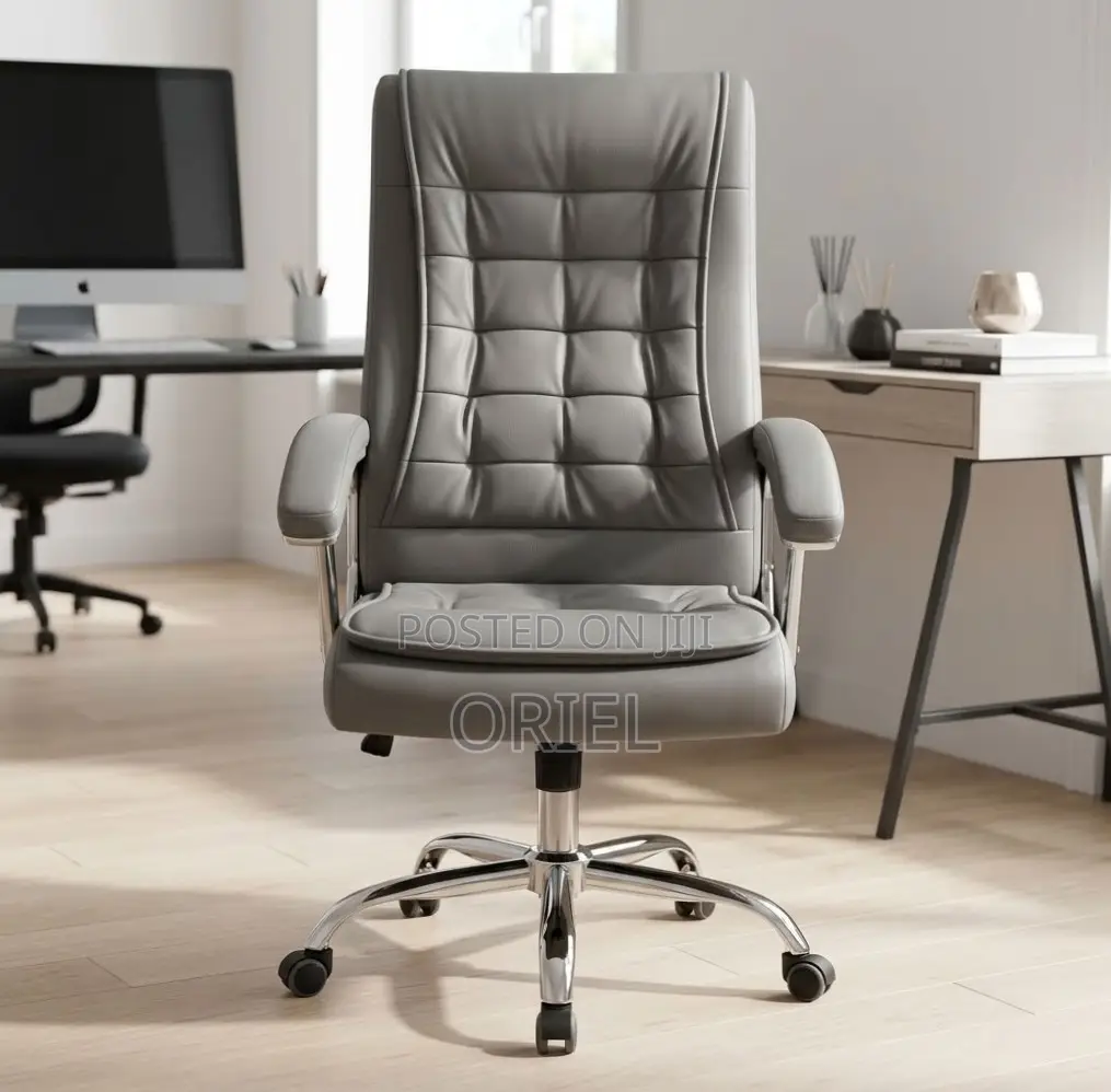 Gray Leather Office Chair : Grey Leather Workstation Chair