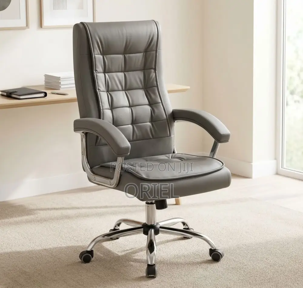 Gray Leather Office Chair : Grey Leather Workstation Chair