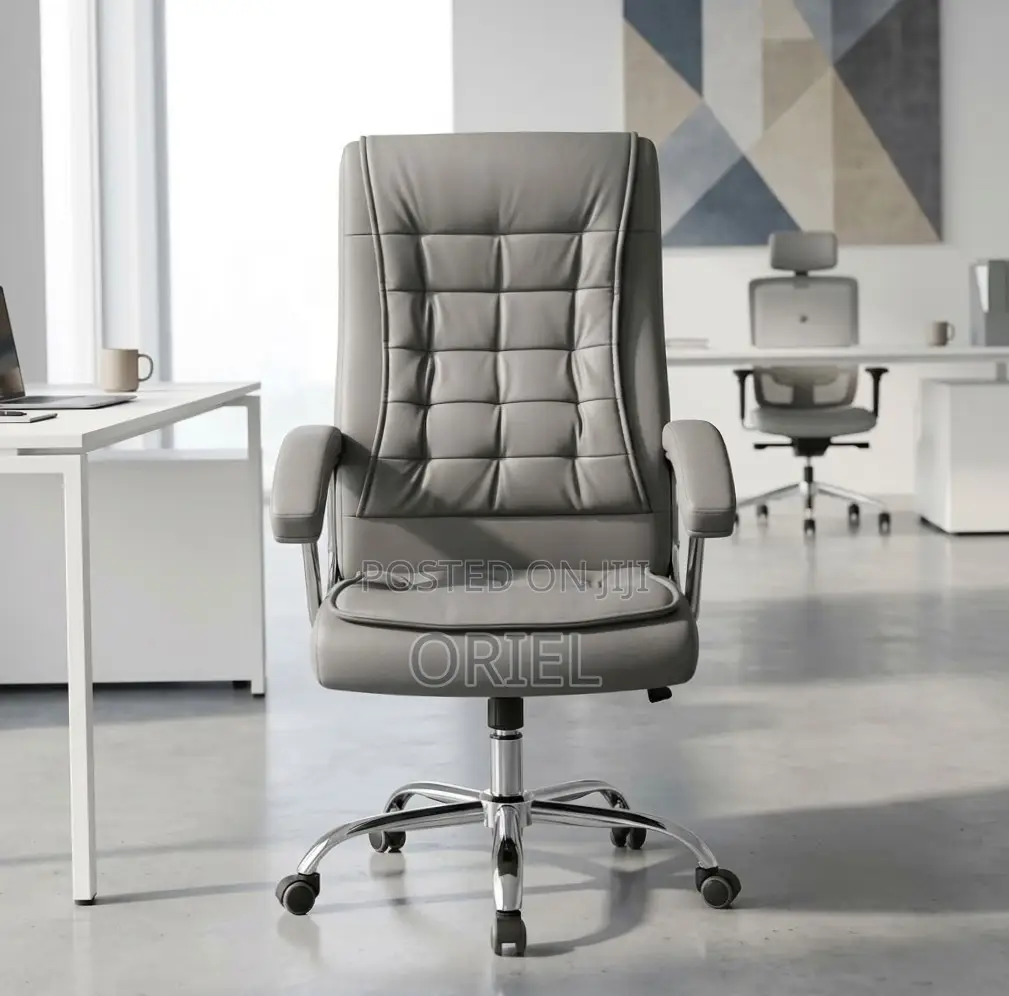 Gray Leather Office Chair : Grey Leather Workstation Chair