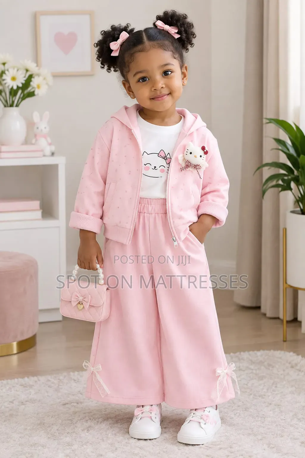 3pc Set for Baby Girl. Age 1-5years. Available in Pink and White-Brown