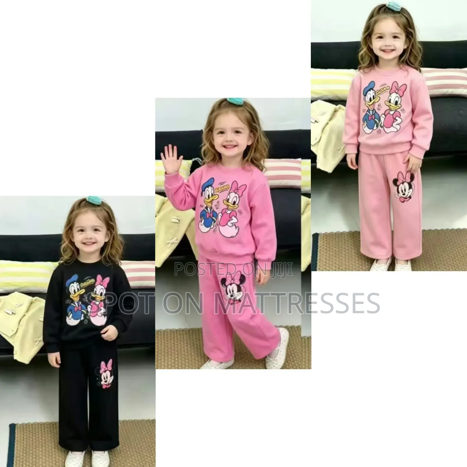 2pc Set for Baby Girls. Age 2-7years. Baby Pink/Hot Pink/Black.