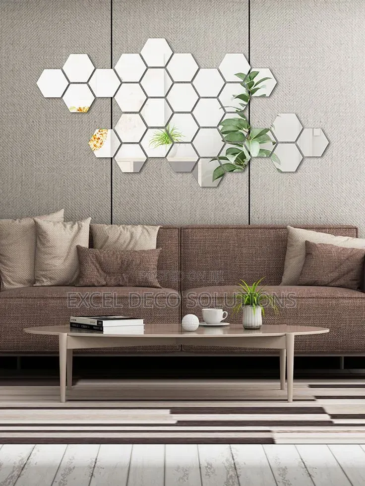 Hexagonal Decor Mirrors 12 PCS - Self Adhesive Mirror Wall Art