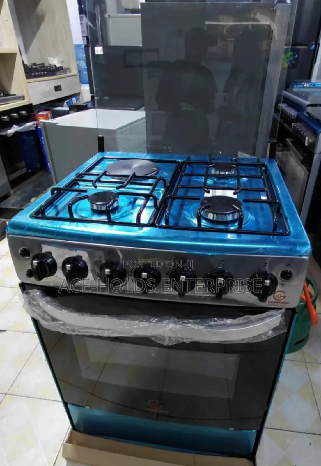 New Sharp Silver - Eurochef 3G +1E 60*65 Gas Cooker, Electric Oven