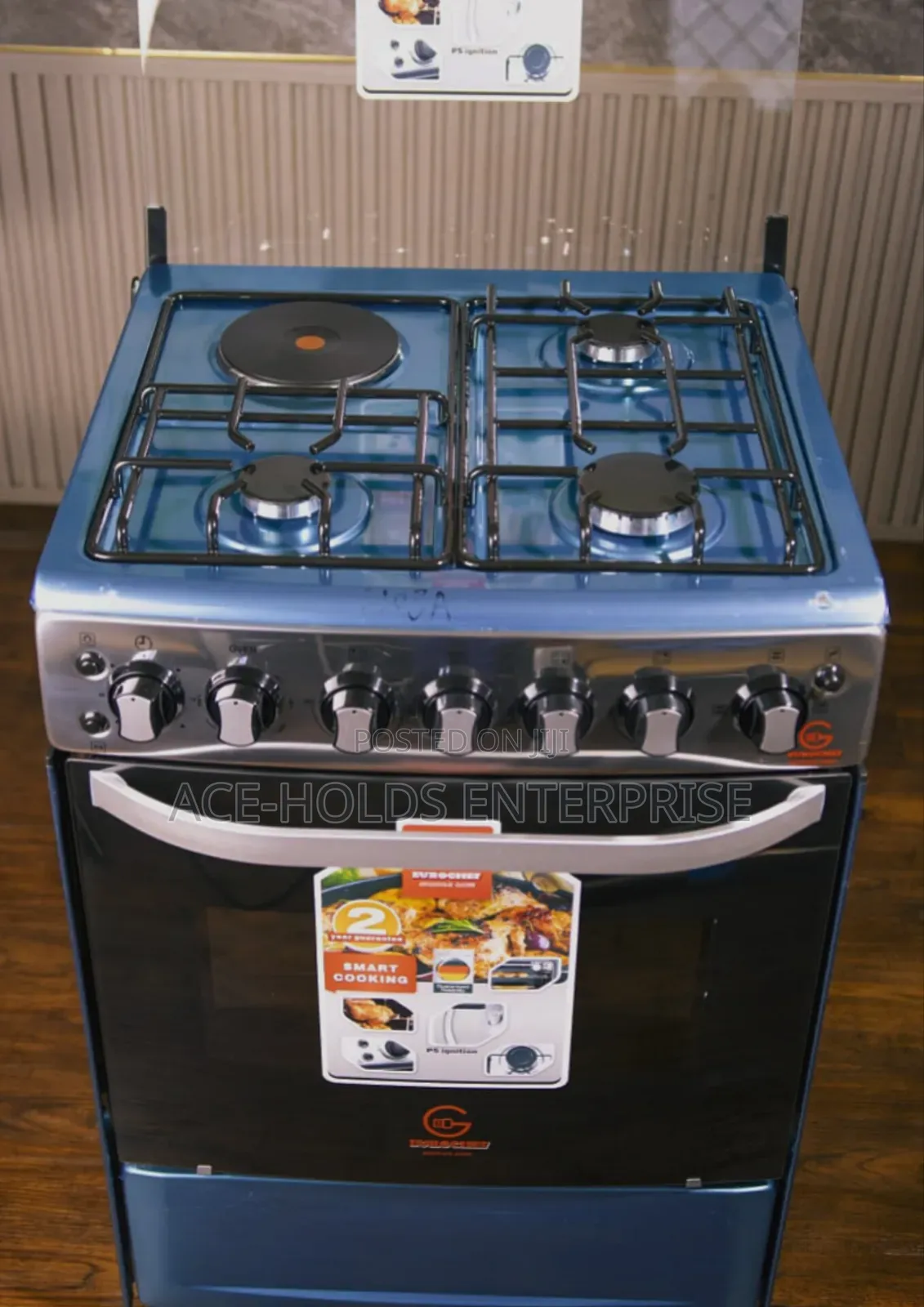 New Sharp Silver - Eurochef 3G +1E 60*65 Gas Cooker, Electric Oven