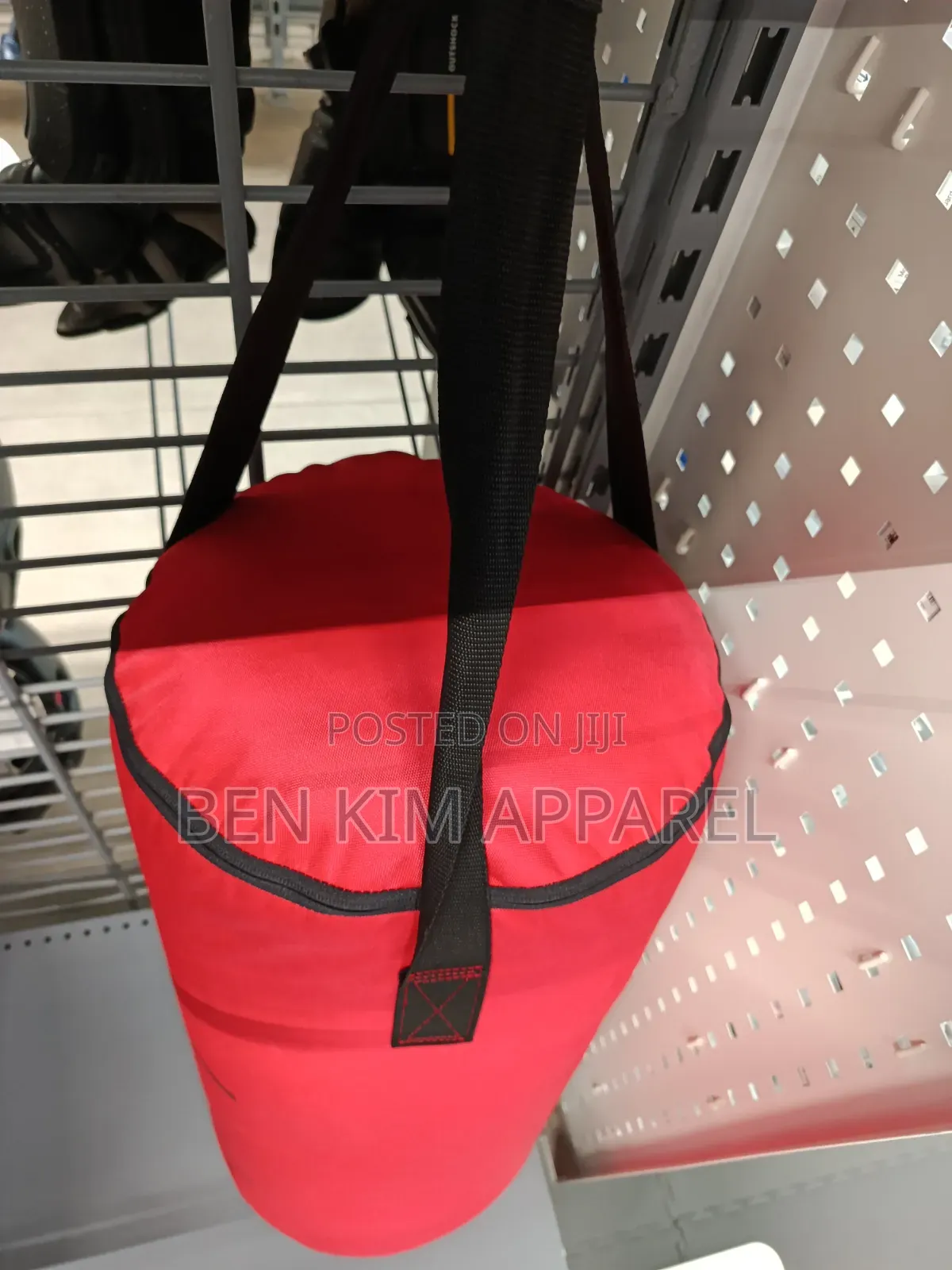 15kg Boxing Punching Bag Red With Hanging Straps Polyester Cover.