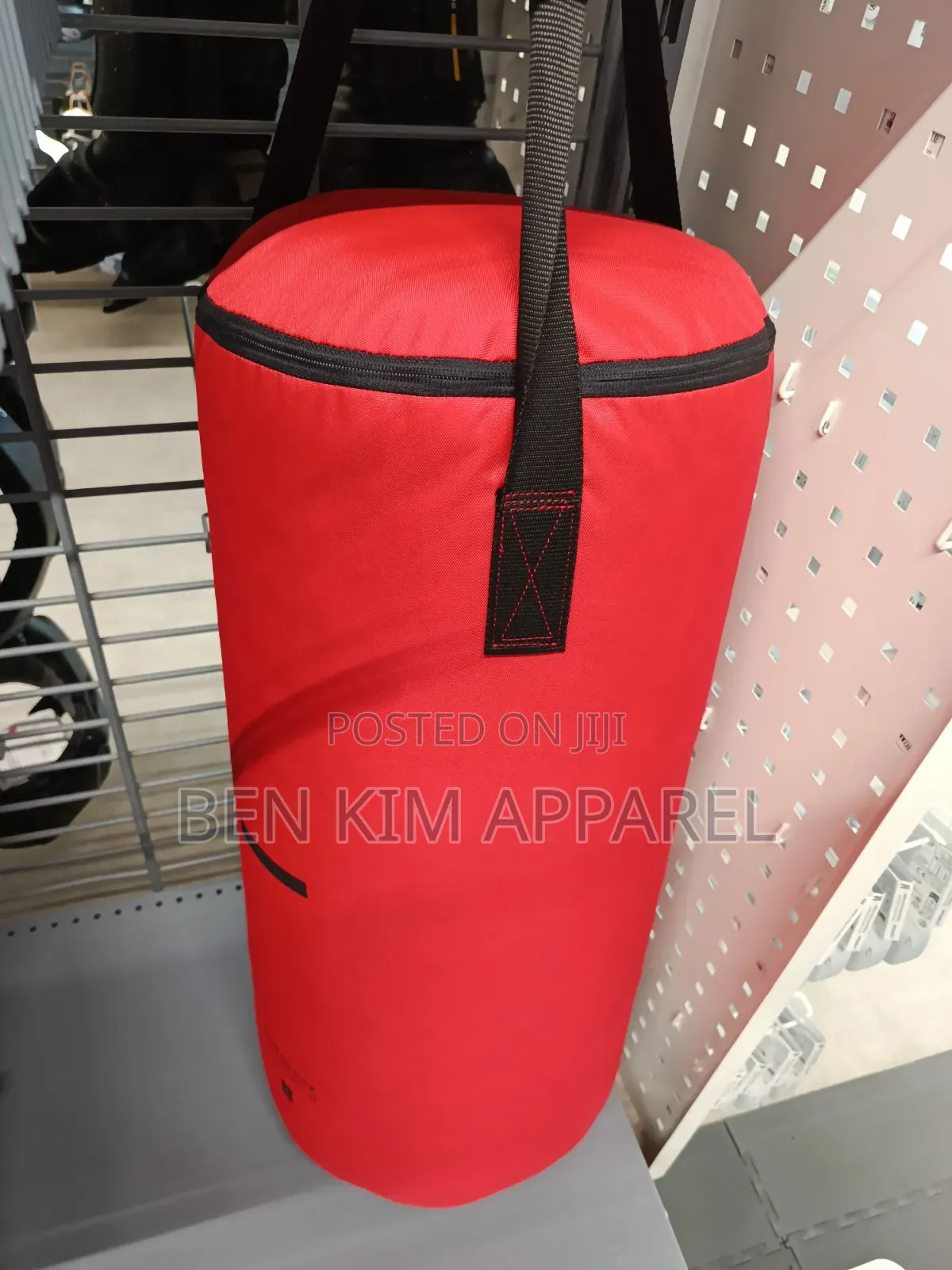 15kg Boxing Punching Bag Red With Hanging Straps Polyester Cover.