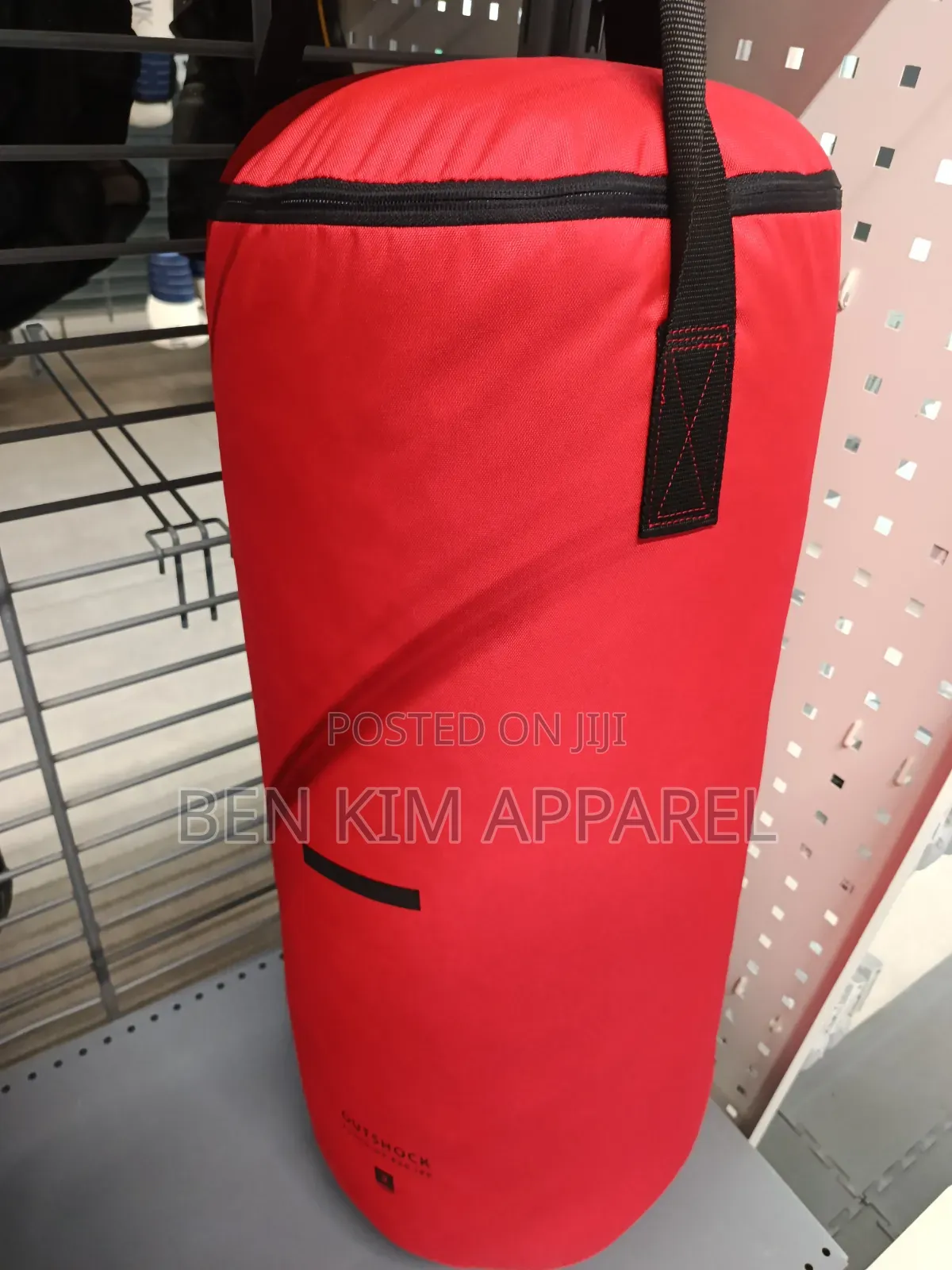 15kg Boxing Punching Bag Red With Hanging Straps Polyester Cover.