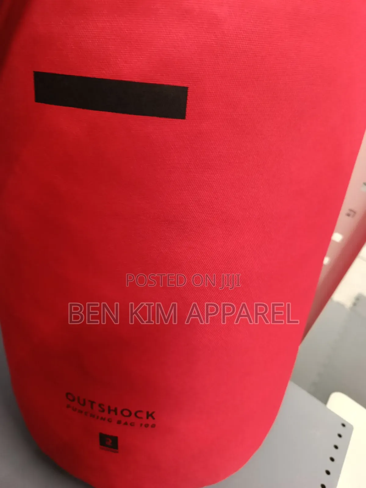 15kg Boxing Punching Bag Red With Hanging Straps Polyester Cover.