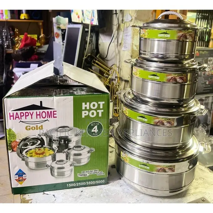 Happy Home 4Pcs Premium Heavy Gauge Stainless Steel Hotpot Set