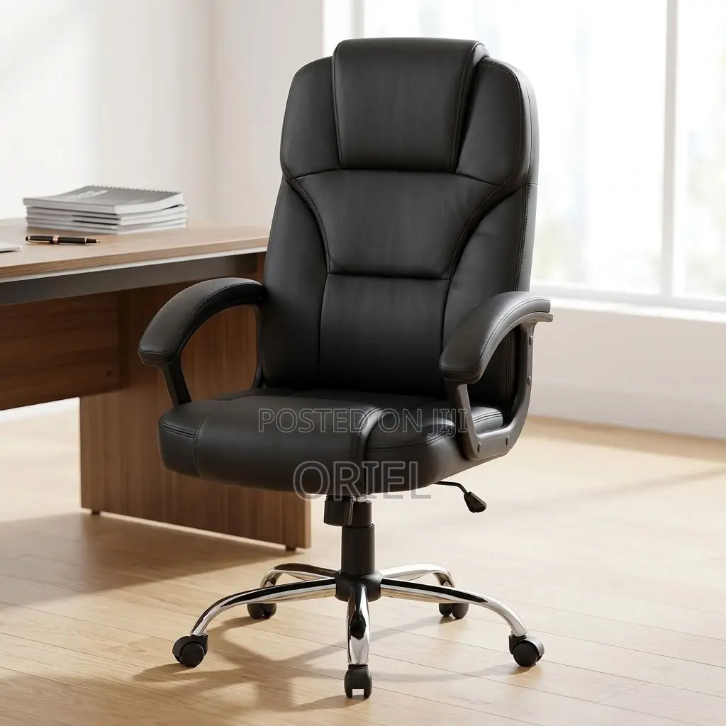 Executive Chair : High-Quality Black Leather Executive Chair