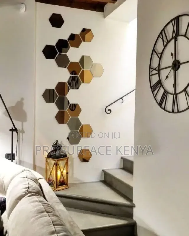 Hexagonal Mirrors Modern Feature Wall Decoration