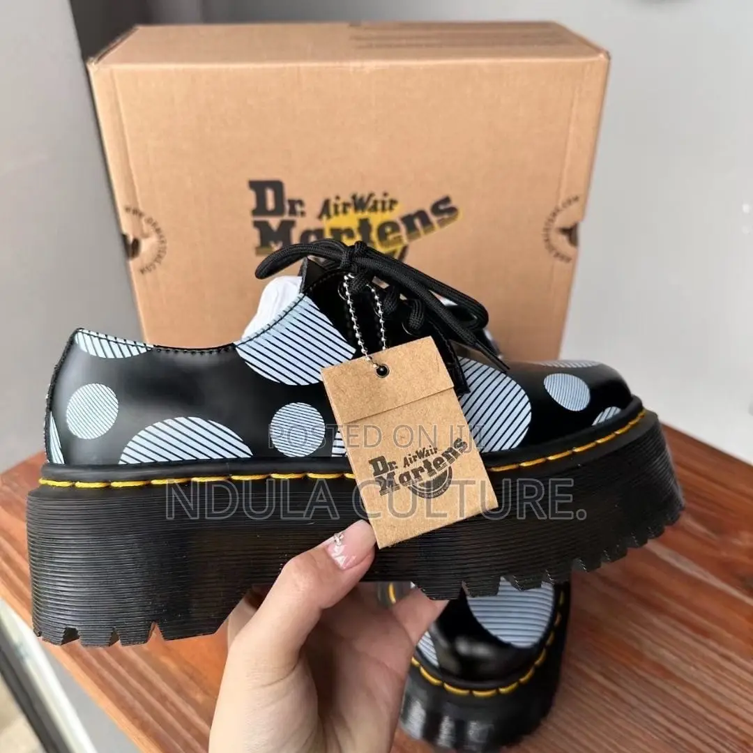 Dr. Martens 1461 Quad Polka Dot Smooth Leather Platform Shoes,