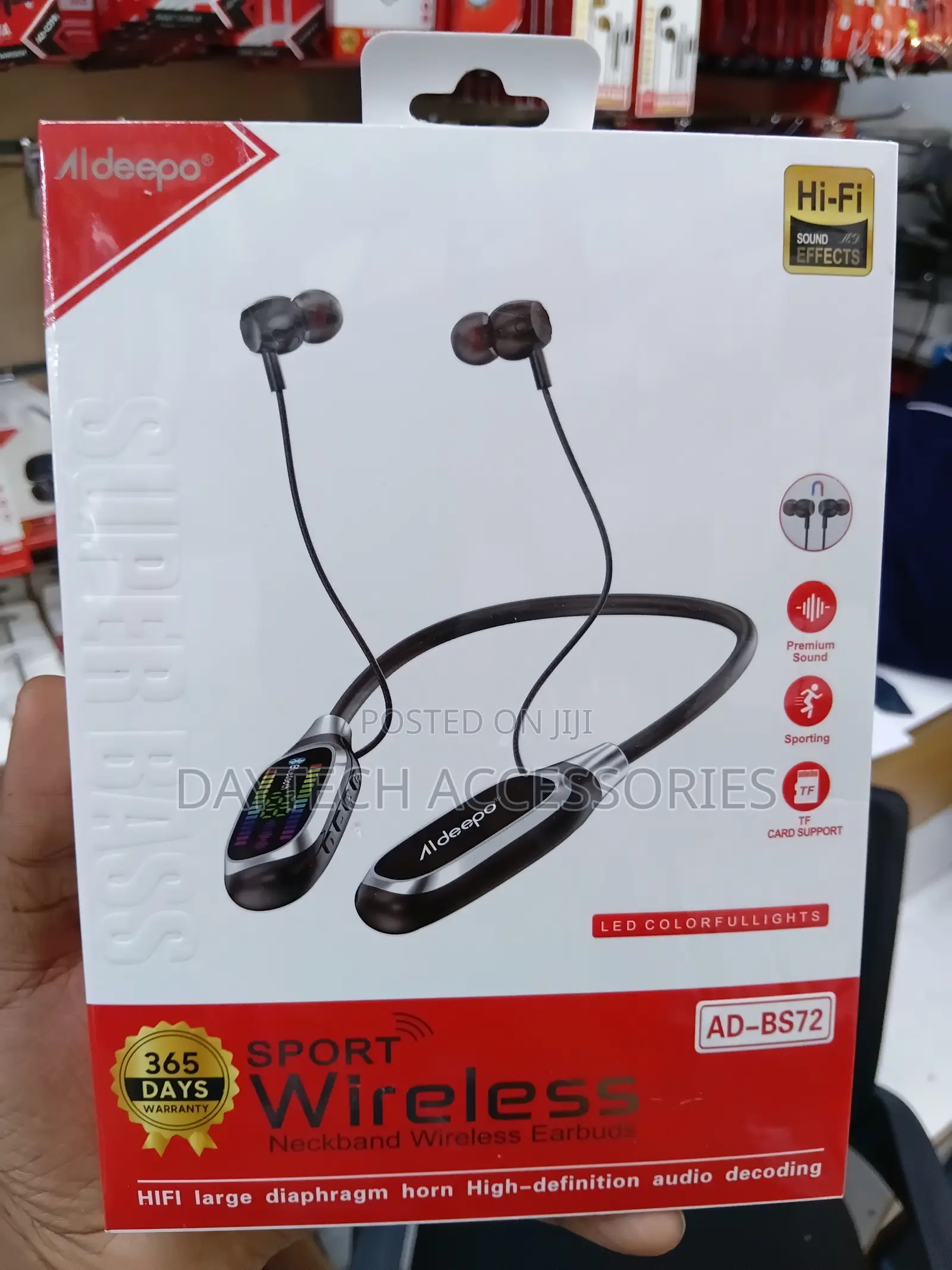 Aldeepo AD-BS72 Wireless Necklace Earphones in Black