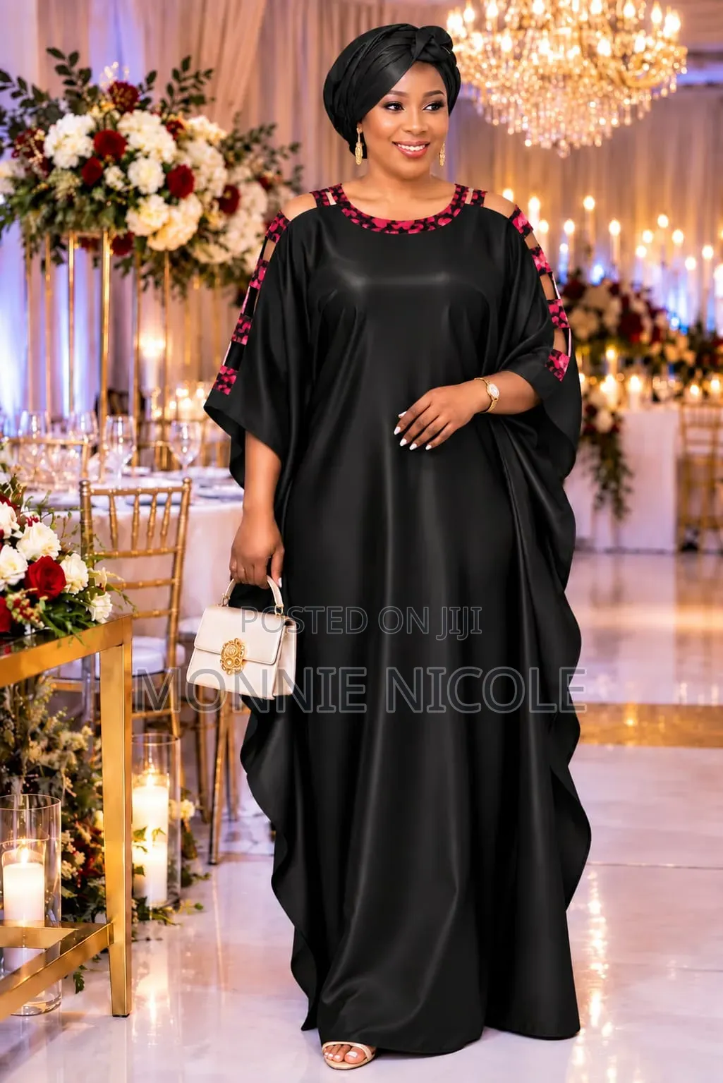 Elegant African-Style Kaftan. Wedding Maxi Dress