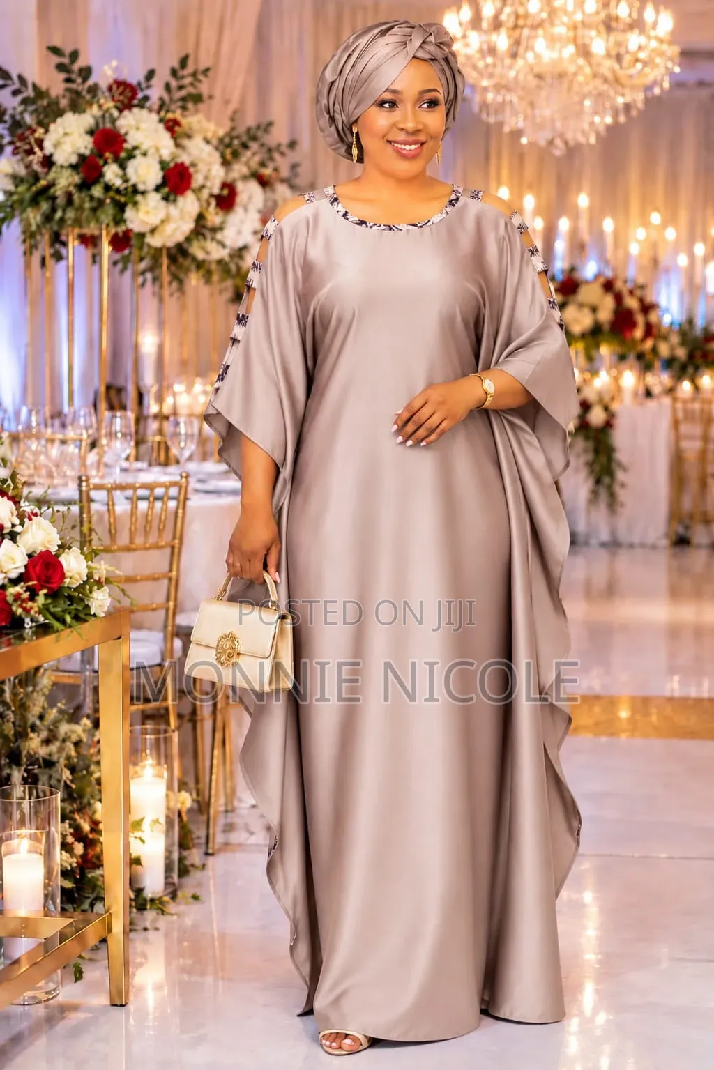 Elegant African-Style Kaftan. Wedding Maxi Dress