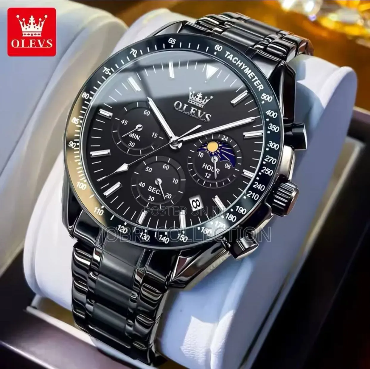 Black Olevs Gents Stainless Steel Chronograph Watch