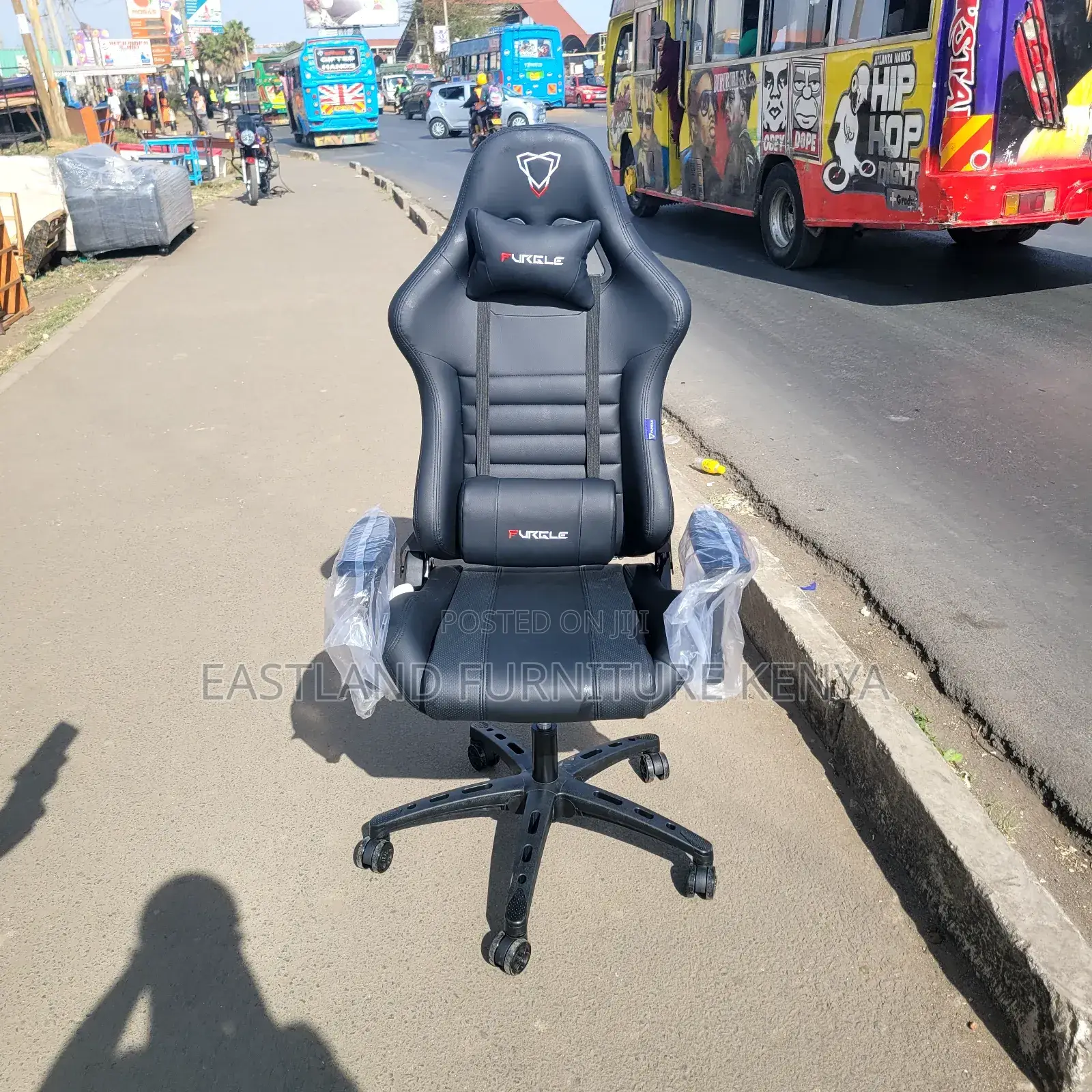 Premium Black Ergonomic Gaming Chair With Headrest, Lumbar Support