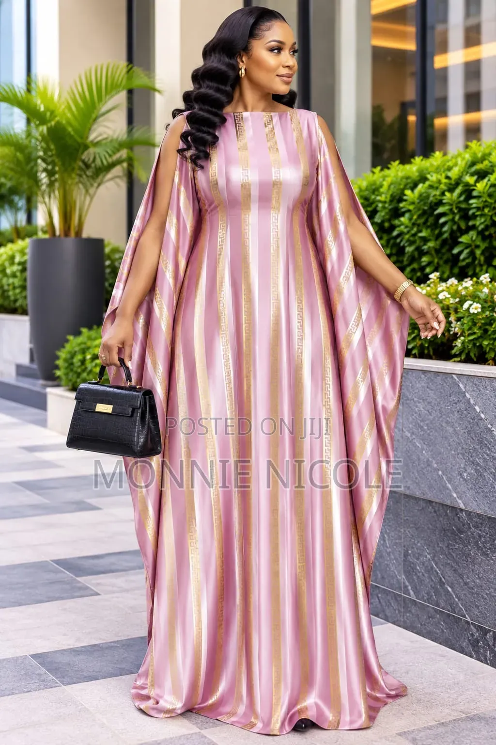 Classy Nude Maxi Dress. Stylish Wedding Kaftan