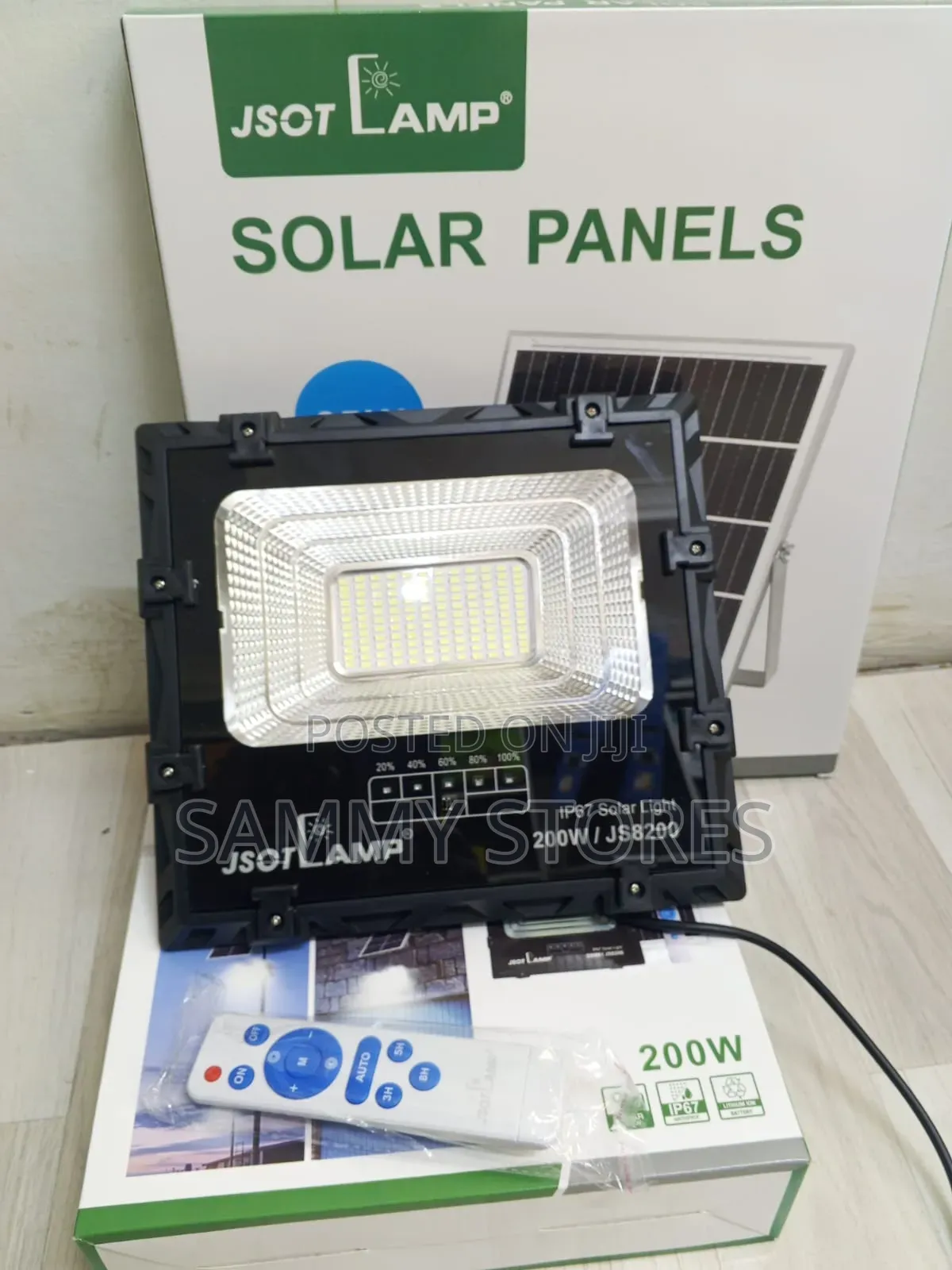 JSOT 200W Waterproof Solar Floodlight – Wide Area Outdoor Illumination